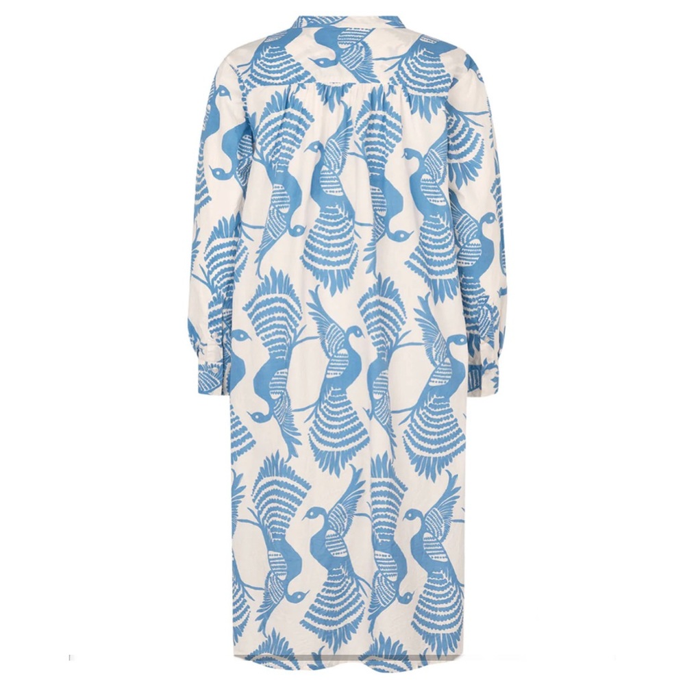 NWT Masai Copenhagen Natmas Cotton Shirt Dress Quiet Harbor Bird Print sz S - Picture 2 of 7